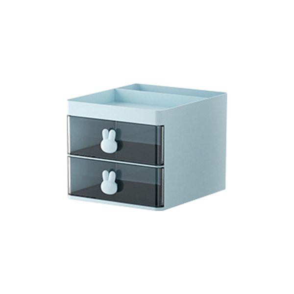 Desktop Storage Box Tube Transparent Drawer Blue