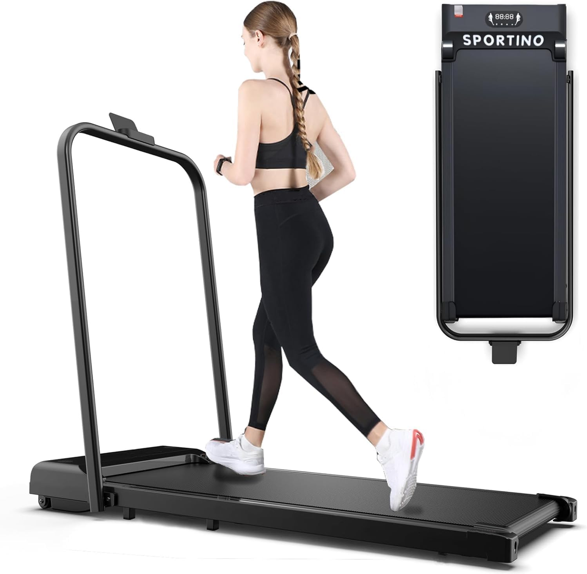 SPORTINO Walking Jogging Machine, Smartphone App/Remote Control, Dual Mode
