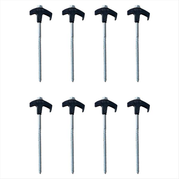 Tent Pegs Camping Stakes Metal Threaded Tent Spikes (8 Pcs) Orange