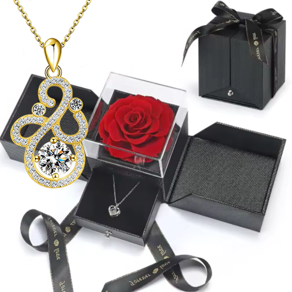 Golden Perfect Necklace for Women in LED Rose Box - Gift Set