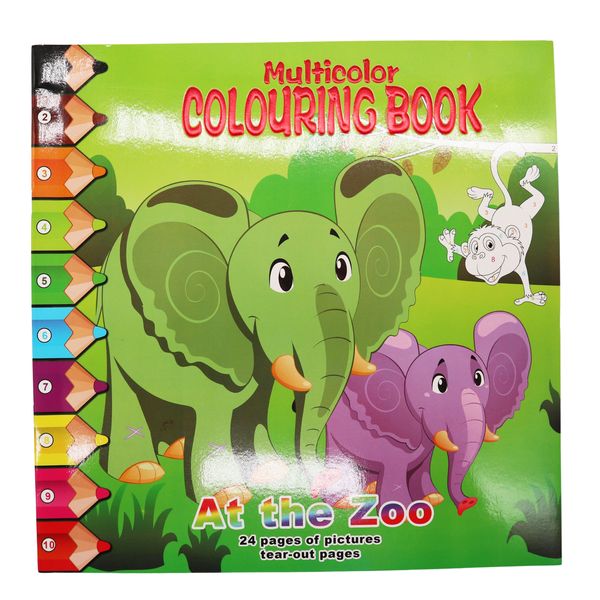 24 Page At the Zoo Multi Colouring Book
