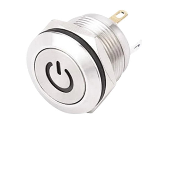 AVP19F-M2SPSR12 - 19mm Momentary Push Button, Red Power LED, IP65