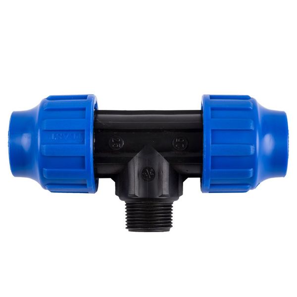 Male Compression Tee - 20mm x 13mm - Blue &amp; Black - Bulk Pack of 4 x 2