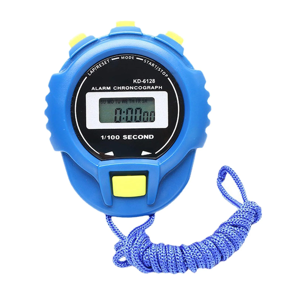 Digital LCD Sports Stopwatch - Chronograph Counter Timer with Strap - Blue