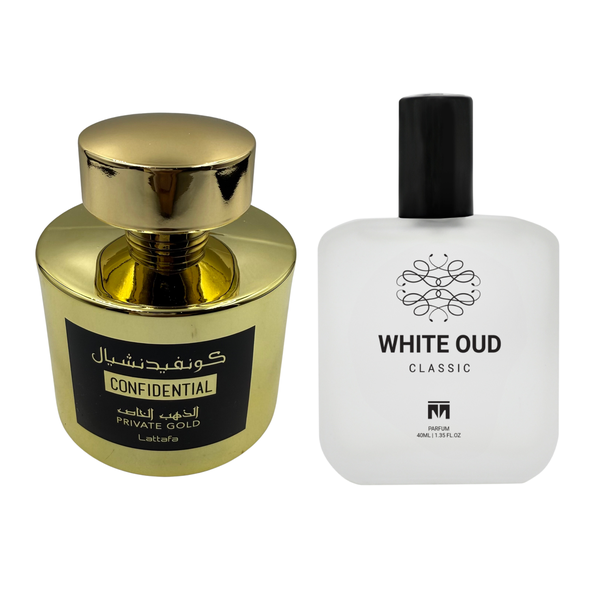 Confidential Private Gold by Lattafa &amp; White Oud Classic