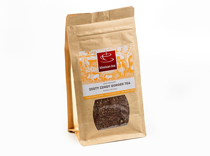 Khoisan Tea 100% Organic Rooibos Zesty Zingy Ginger Loose Tea 200g