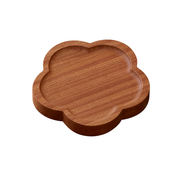 Wooden Flower Shaped Dinner Plate 20cm - Brown