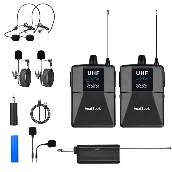 Wireless Microphone System: Headset &amp; Lavalier for PA,Conference,Recording