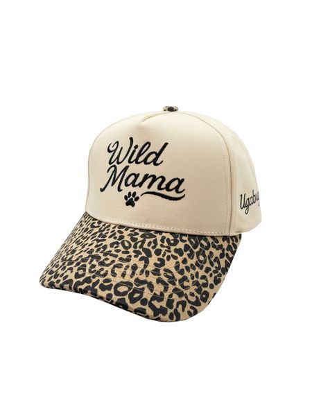 UGABUGA Wild Mama Embroiderd Baseball Cap with Leopard Printed Brim