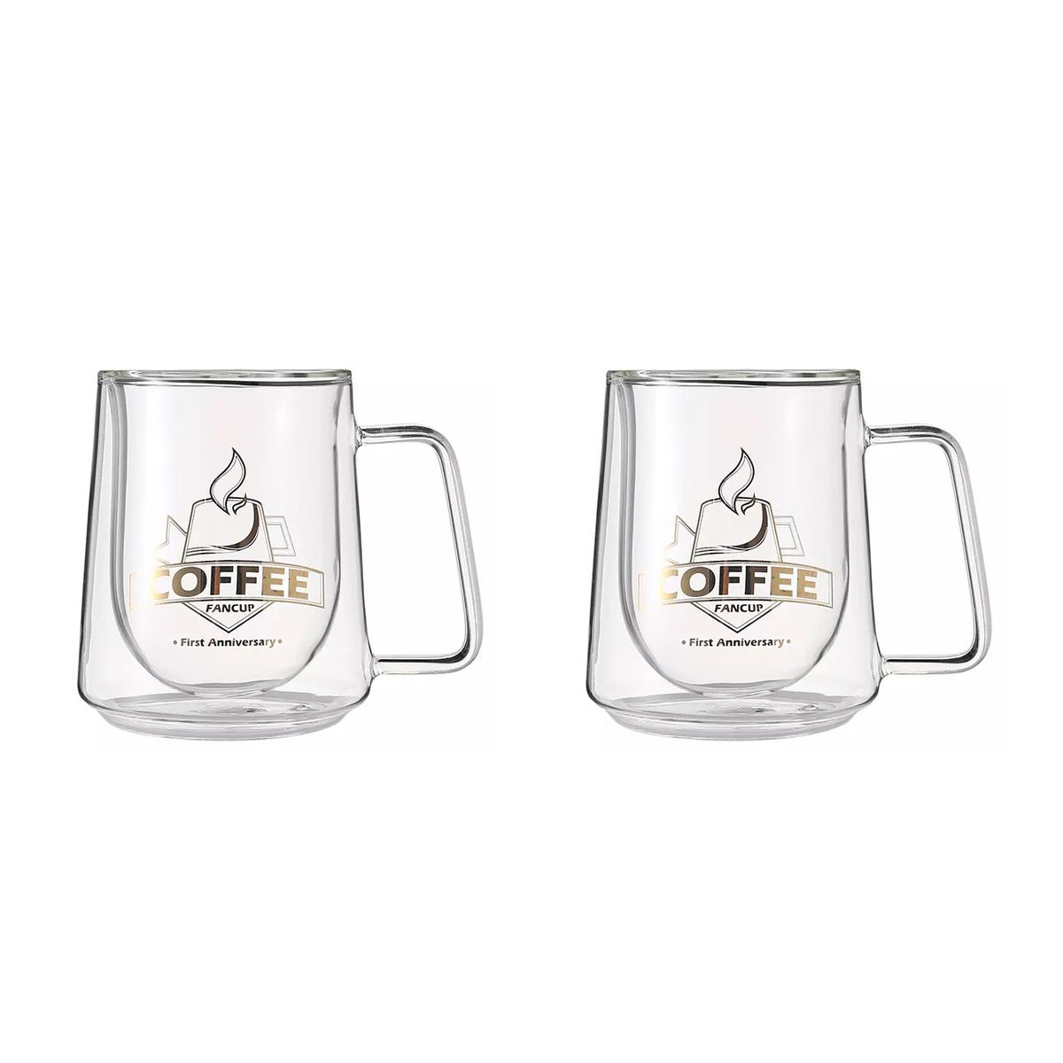DoubleWalled Thermo Coffee Glass Mugs With Handle 280ml Set Of 2