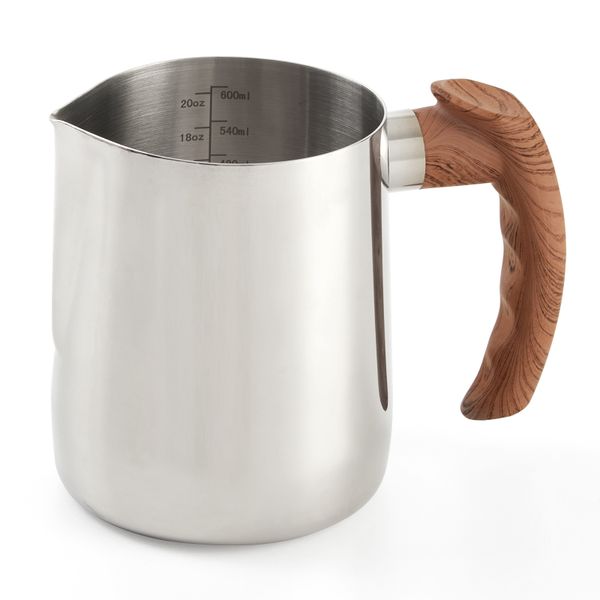Chenshia Stainless Steel Milk Frothing Jug Pitcher with Measurements- 600ml