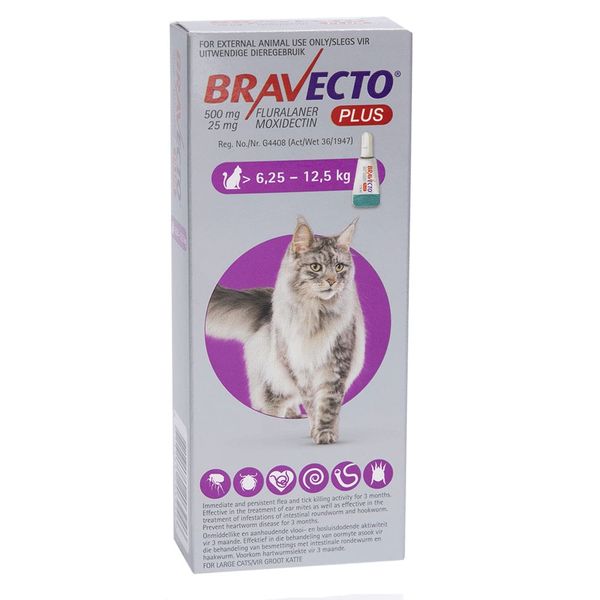 Bravecto Plus for Large Cats 6.25 - 12.5KG