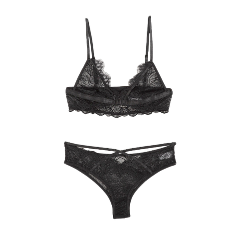 Edendiva's Attractive Lace 2 Piece Bra & Panty Set - Black