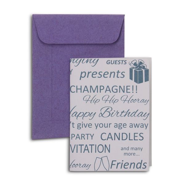 Blank Card Set - Birthday Script - Blue &amp; White - Pack of 5