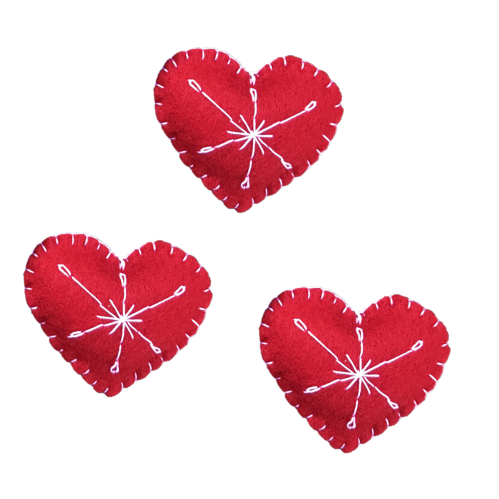 Scandanavian-Nordic style Heart Shaped Felt Christmas Tree Decorations