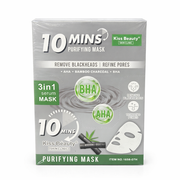 Kiss Beauty 10 Mins Purifying Sheet Mask AHA BHA (12 Pack)