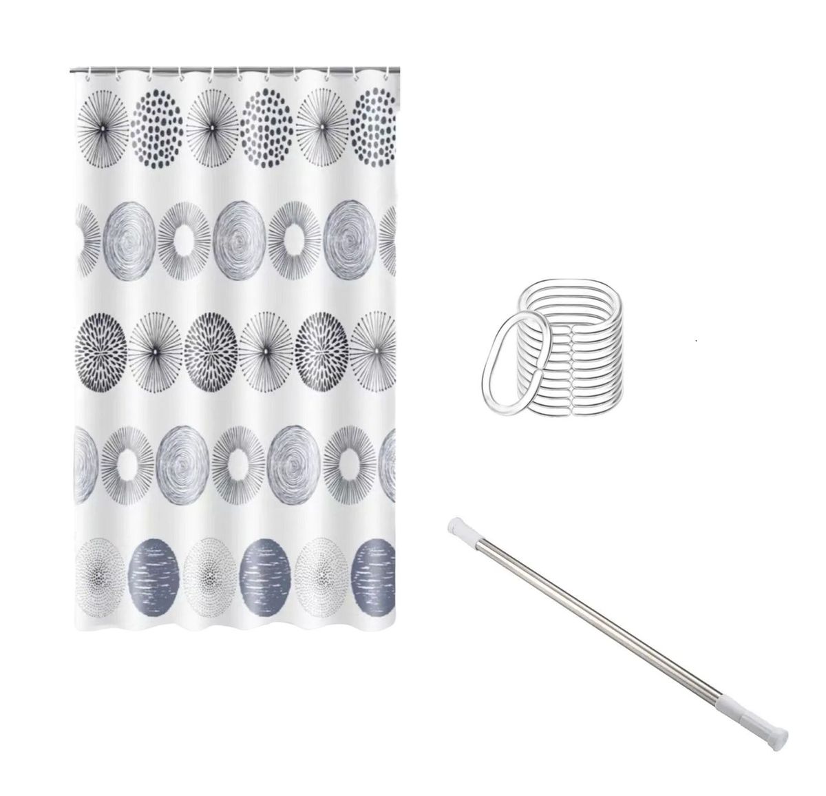 PVC Eyelets Taped Shower Curtain With Hooks And Rod Shop Today. Get