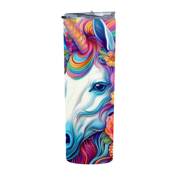 Floral Rainbow Unicorn 26 20 Oz Straight Skinny Tumbler 213