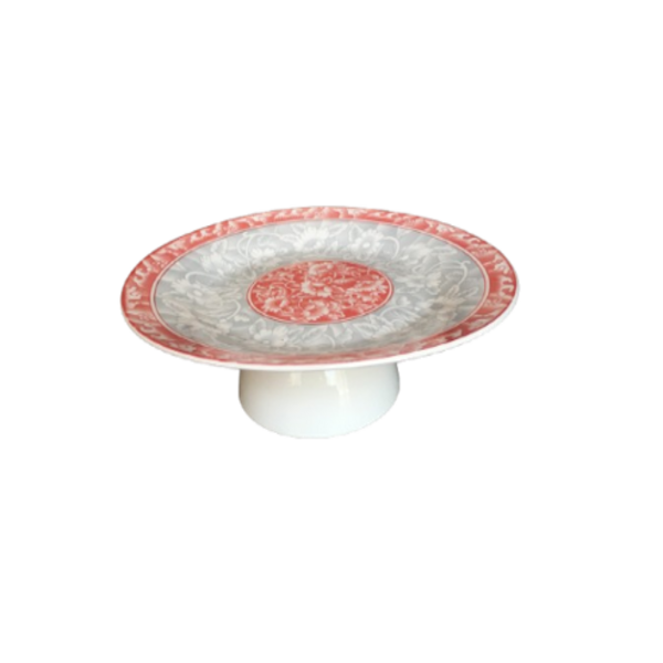 Ceramic Cake Stand - Grey/Red