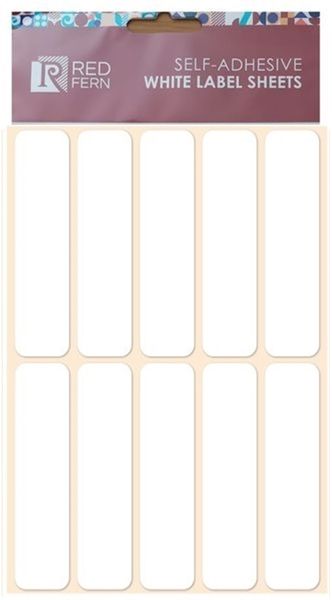 Redfern Rectangular White Label Sheet 20mm x 75mm