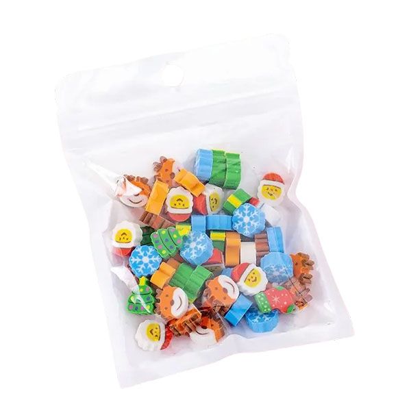 50pcs Mini Christmas Erasers - Tiny Reward Gifts for Class &amp; Stockings