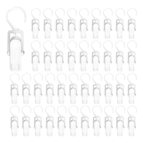 50pcs Multifunctional Plastic Clip Store Clothes Clip Rotating Hook Curtain