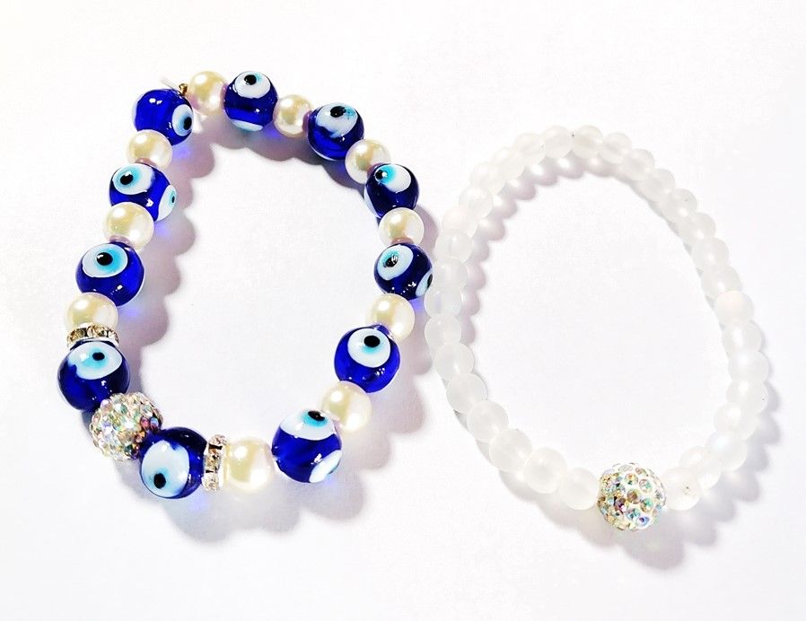 Hello Daisy Bracelet Evil Eye & Pearl Bracelet Set of 2 Shop Today