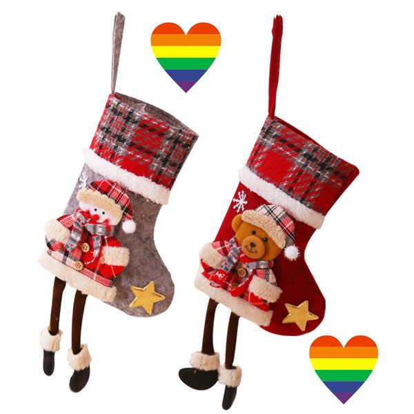 Christmas Stocking Santa Claus Sock Cartoon Decor &amp; Heart Stickers 2 Set