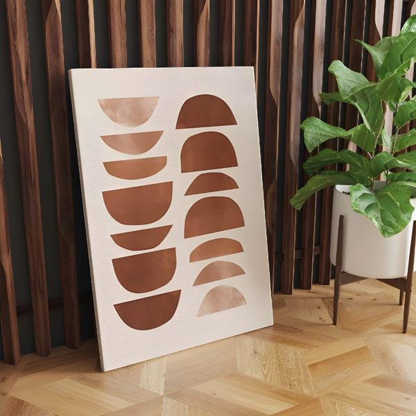 Modern Abstract Half-Moon Wall Art Print - Brown