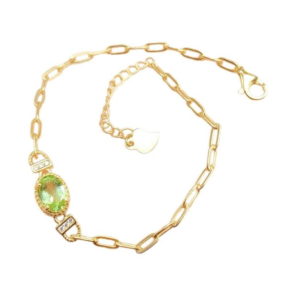 Oval Peridot Exquisite Women's Bracelet, Versatile For Commuting
