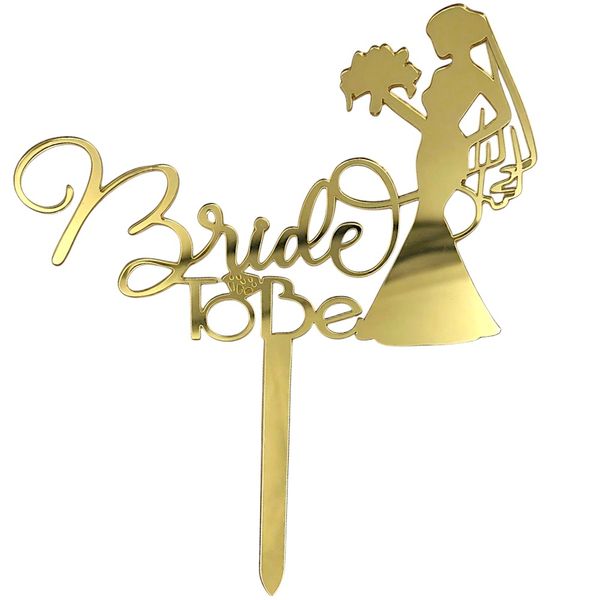 Elegant Bride To Be Wedding Cake Topper - Gold