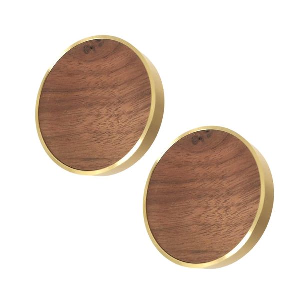 Walnut and Brass Doorknob 4cm - Set of 2