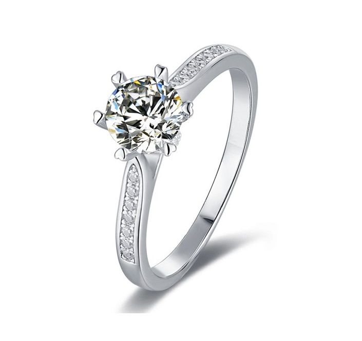 Volamor - 925 Sterling Silver Zircon Engagement Ring - Size M | Buy ...