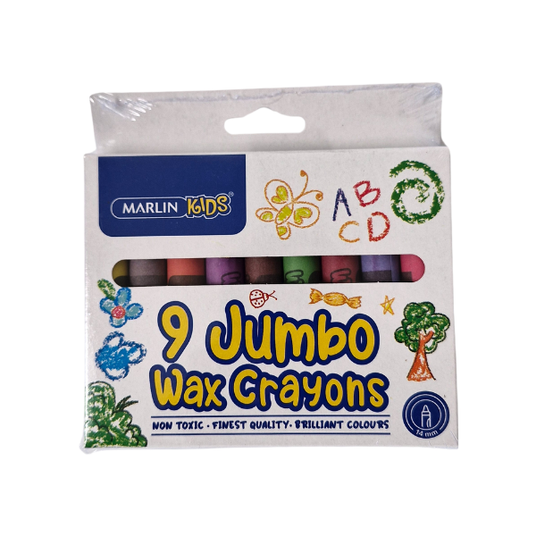 Marlin Kids 9 Jumbo Wax Crayons (14mm) Pack