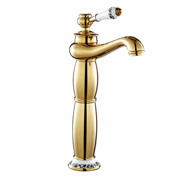 Golden Single Handle Chrome Bathroom Mixer Faucet Tap