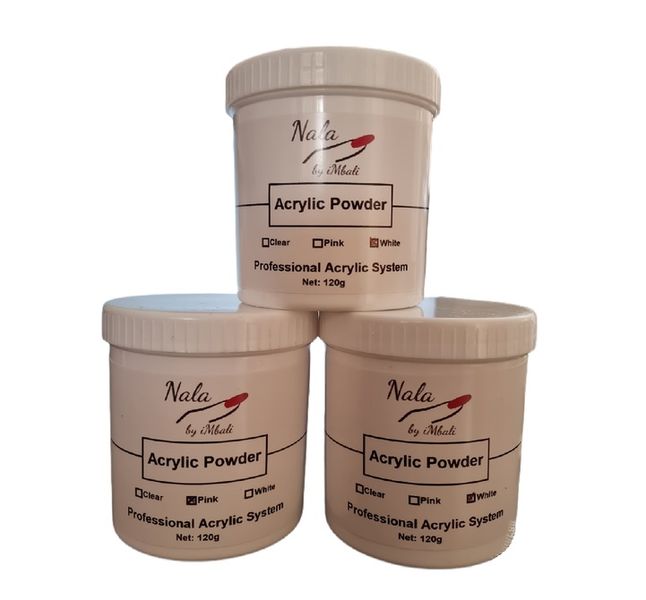 Nala by iMbali 120g Acrylic Powder Set - Pink, White &amp; Clear