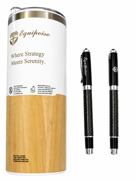 EQUIPOISE Executive Travel Mug &amp; Pen Gift Set - Premium Office Bundle