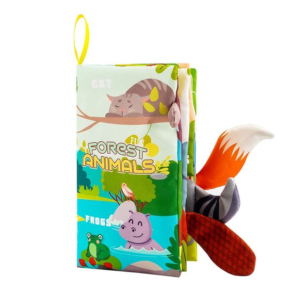 Soft Cloth Book 3D Animal Tail Early Education Crinkly Sensory Toy