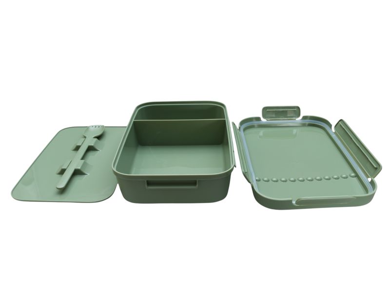 Plastic Rectangular Lunch Box 2 Division with Utensils