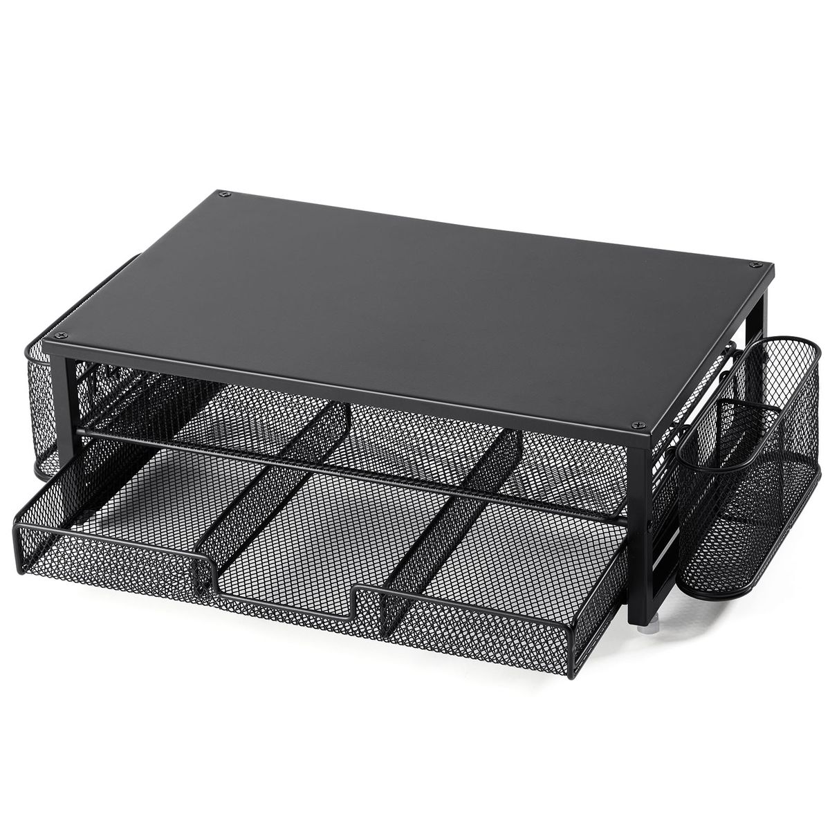 Chenshia 2-Tier Monitor Stand with Mesh Storage Drawer Desktop ...
