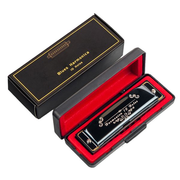 10-Hole Harmonica, Key Of C, With Case, Compatible With Beginners