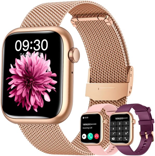 Smartwatch Android Phones iOS: Gold Smart Watches for Women Fitness Tracker