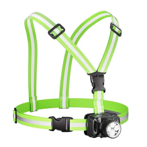 Rechargeable Running Chest Light With Reflective Vest For Night Walking