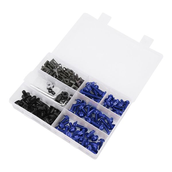Motorcycle Windscreen Fairing Screws Kit 198Pieces M5 M6 Bolts Blue