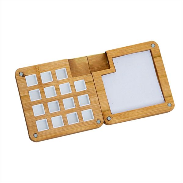 15 Color Wood Sketchbook Palette with Clip Bamboo Color