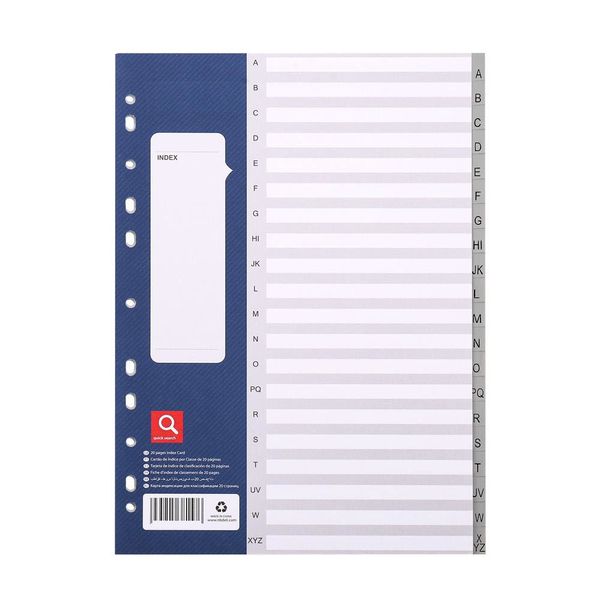11 Holes Grey Sheets PP Index Paper Dividers (A to Z Index)