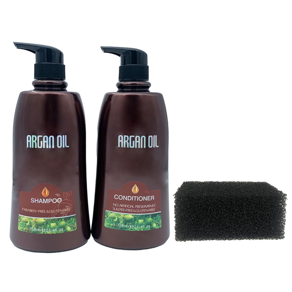 Moroccan Argan Oil - Salon Professional 750ml - Black Exfoliating Sponge