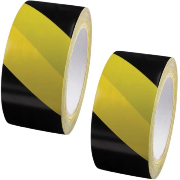 PVC Floor Marking Tape - 2500 cm (Yellow &amp; Black, Pack of 2)