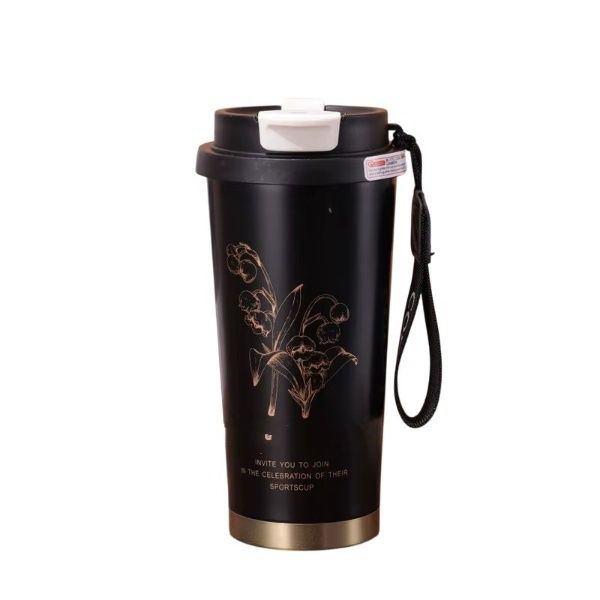 Portable Simple Double Drink Coffee Cup 316 Stainless Steel Rope Straw Cup