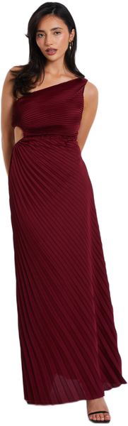 Quiz - Women Dark Red Satin Pleated Maxi Dress